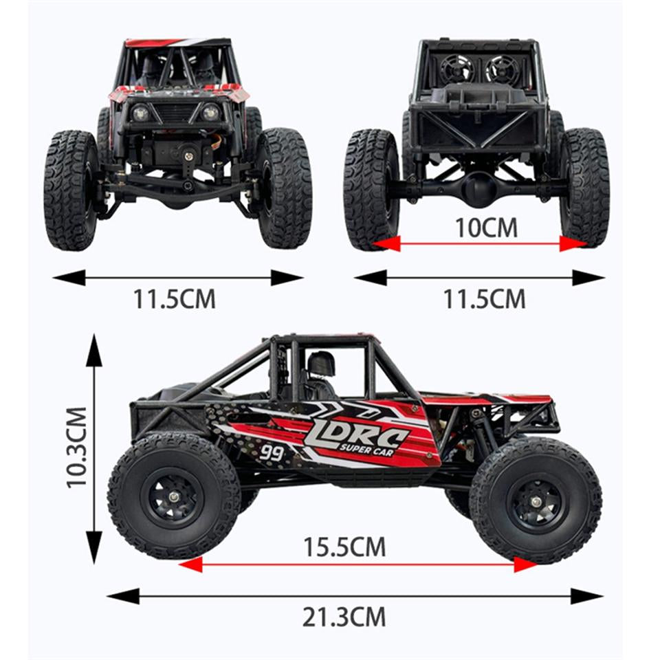 Rc auto crawler - 1:18 - rood en zwart - RTR