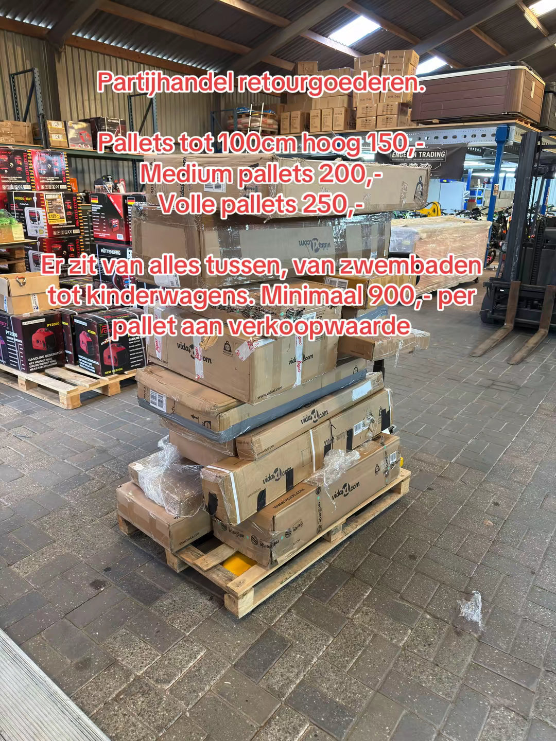 Pallets met retourgoederen vanaf 150,-