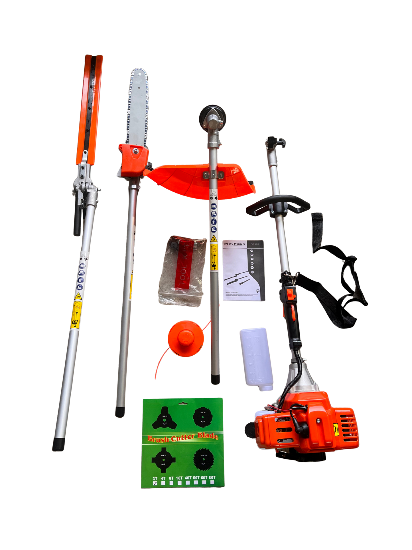 4-in-1 Tuingereedschapsset – 52cc Krachtige Benzinemotor