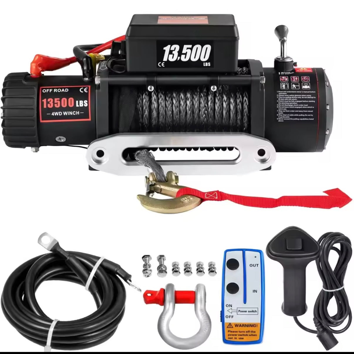 Lier 12v 6100kg synthetisch liertouw incl draadloze afstandsbediening