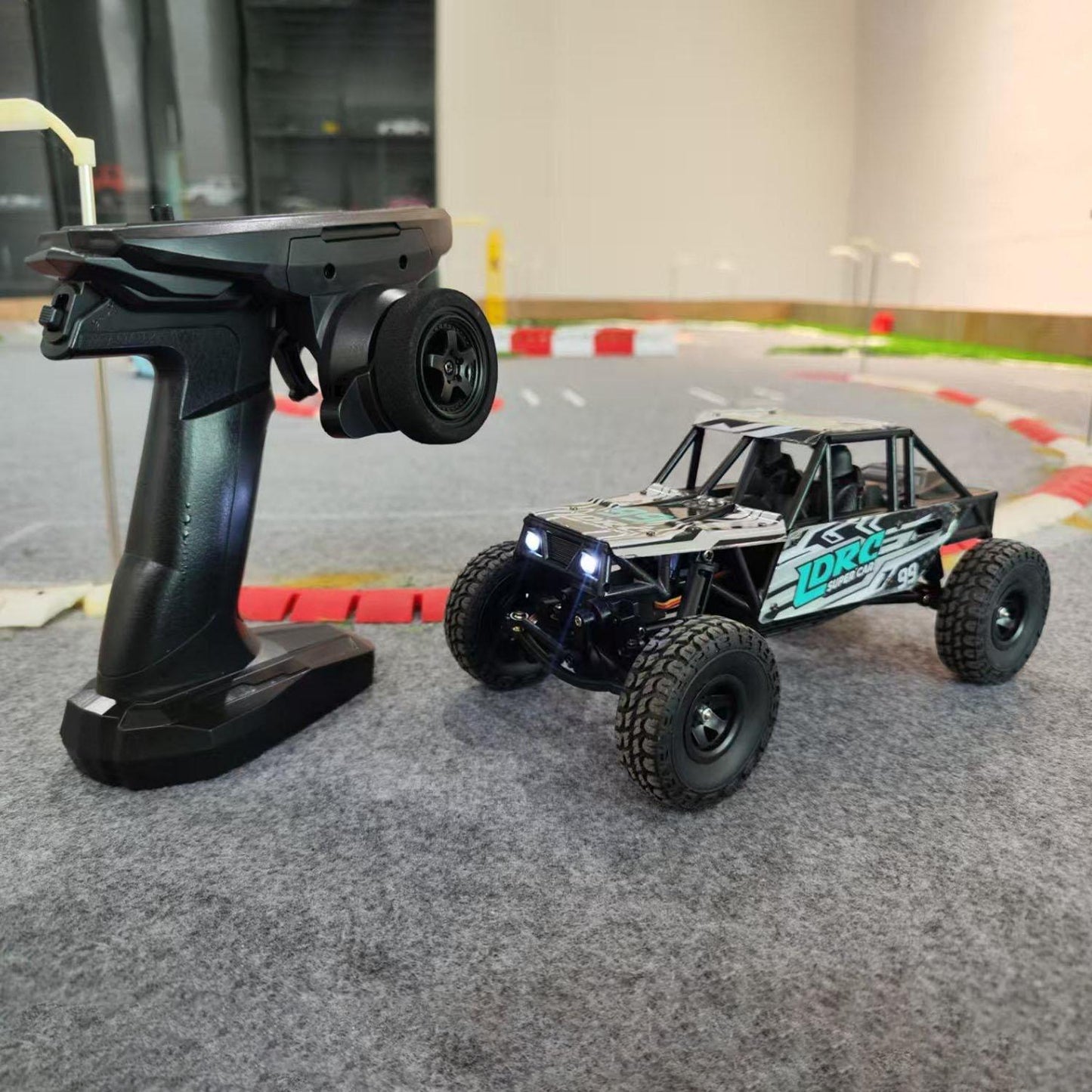 Rc auto crawler - 1:18 - rood en zwart - RTR