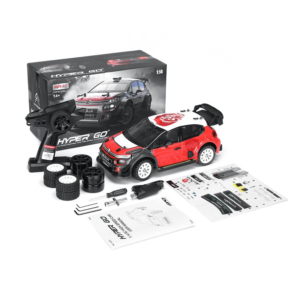 MJX Hyper GO 14303 1/14 Citroën C3 WRC 4WD RTR  incl accu en lader