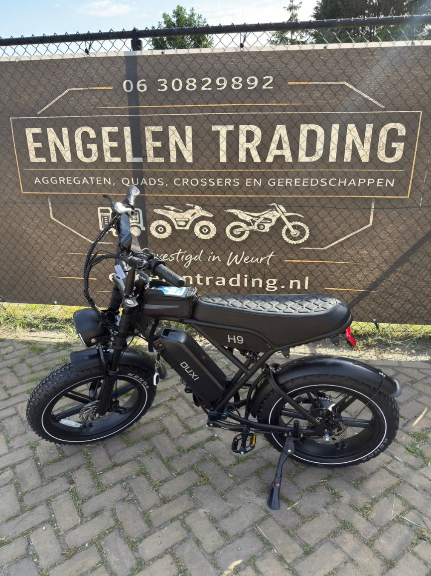 Fatbike H9 gashandel, alarm, hydraulische remmen, achterzitje, voorrekje, rijklaar