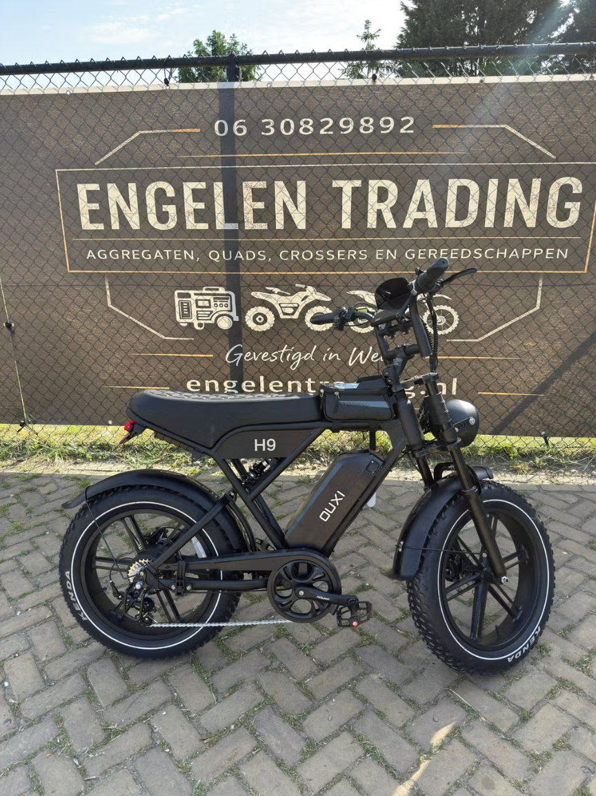 Fatbike H9 gashandel, alarm, hydraulische remmen, achterzitje, voorrekje, rijklaar