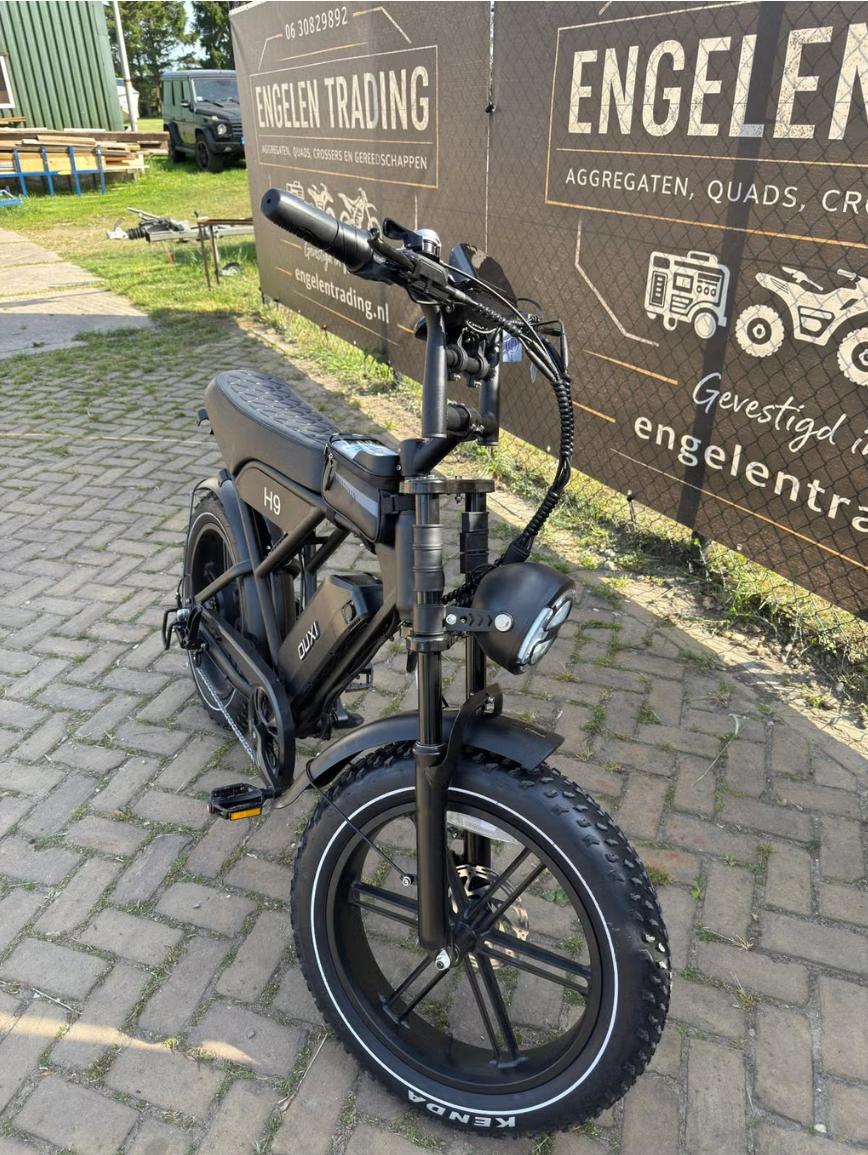 Fatbike H9 gashandel, alarm, hydraulische remmen, achterzitje, voorrekje, rijklaar