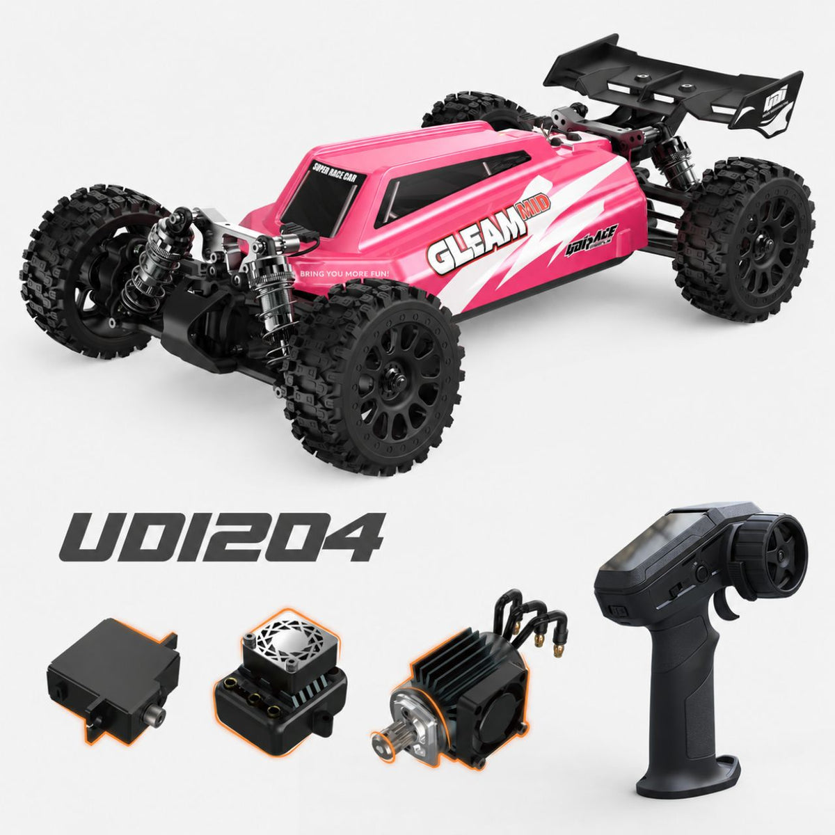 UDI R/C UD1204 GLEAM 1/12 4WD Brushless Buggy Roze  incl accu en lader
