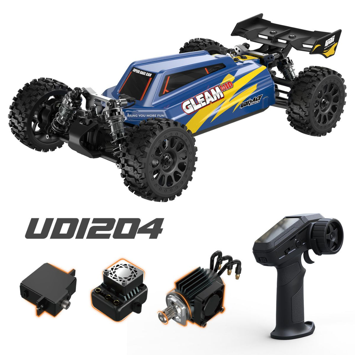 UDI R/C UD1204 GLEAM 1/12 4WD Brushless Buggy Blauw incl accu en lader