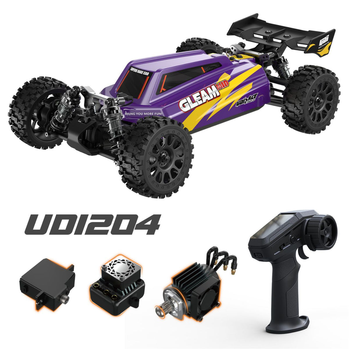 UDI R/C UD1204 GLEAM 1/12 4WD Brushless Buggy Paars incl accu en lader